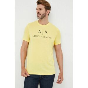 Bavlnené tričko Armani Exchange žltá farba, s potlačou vyobraziť