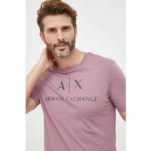 Bavlnené tričko Armani Exchange fialová farba, s potlačou vyobraziť