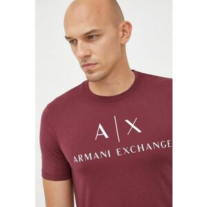Bavlnené tričko Armani Exchange bordová farba, s potlačou vyobraziť