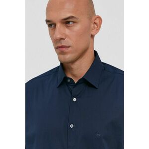 Košeľa Calvin Klein pánska, tmavomodrá farba, slim, s klasickým golierom vyobraziť