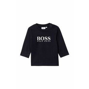 Detské tričko s dlhým rukávom Boss čierna farba, s potlačou vyobraziť
