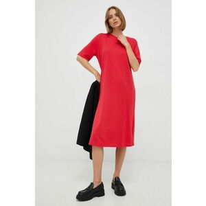 Šaty Armani Exchange červená farba, maxi, rovný strih vyobraziť