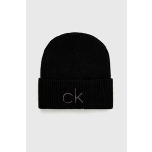 Čiapka Calvin Klein čierna farba, z hrubej pleteniny vyobraziť