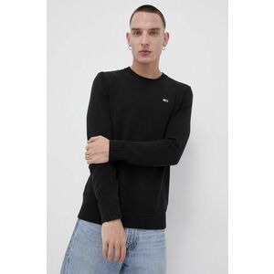 Bavlnený sveter Tommy Jeans pánsky, čierna farba vyobraziť