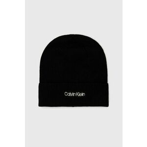 Čiapka s prímesou vlny Calvin Klein čierna farba vyobraziť