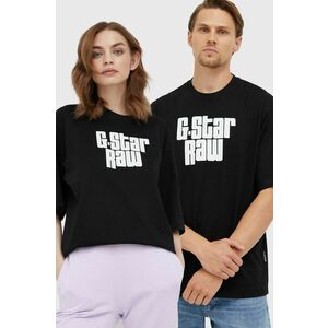 Bavlnené tričko G-Star Raw čierna farba, s potlačou vyobraziť