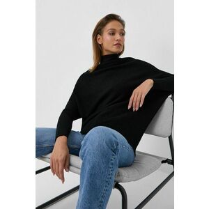 Vlnený sveter AllSaints dámsky, čierna farba, s polorolákom vyobraziť