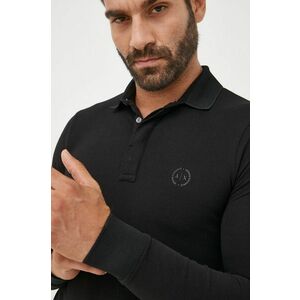 Tričko s dlhým rukávom Armani Exchange pánske, čierna farba, jednofarebné vyobraziť