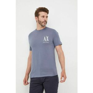 Bavlnené tričko Armani Exchange modrá farba, s nášivkou vyobraziť