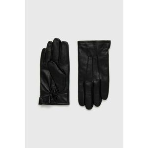 Kožené rukavice Karl Lagerfeld pánske, čierna farba vyobraziť