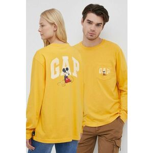 Bavlnené tričko s dlhým rukávom GAP x Disney oranžová farba, s potlačou vyobraziť