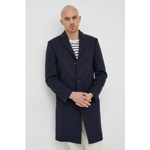 Vlnený kabát Calvin Klein tmavomodrá farba, prechodný vyobraziť