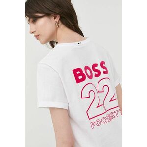Bavlnené tričko Boss biela farba, vyobraziť