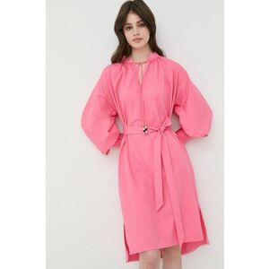 Šaty Boss ružová farba, mini, rovný strih vyobraziť