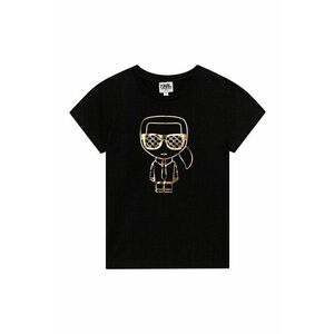 Detské tričko Karl Lagerfeld čierna farba, vyobraziť