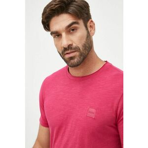 Bavlnené tričko BOSS Boss Casual fialová farba, s nášivkou vyobraziť