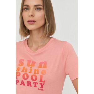 Bavlnené tričko Boss ružová farba, vyobraziť