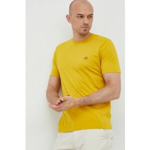 Bavlnené tričko C.P. Company zlatá farba, jednofarebné vyobraziť