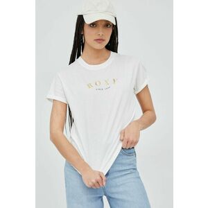Bavlnené tričko Roxy biela farba, vyobraziť