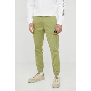 Nohavice Calvin Klein Jeans pánske, zelená farba, rovné vyobraziť
