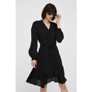 Šaty Tommy Hilfiger čierna farba, mini, áčkový strih vyobraziť