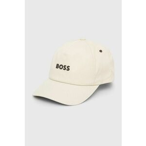 Bavlnená čiapka BOSS Boss Casual béžová farba, s nášivkou vyobraziť