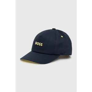 Bavlnená čiapka BOSS Boss Casual tmavomodrá farba, s nášivkou vyobraziť