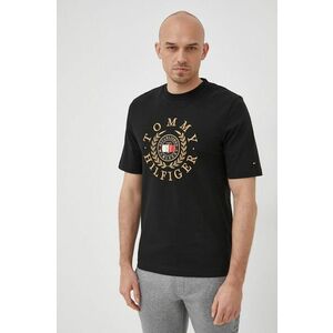 Bavlnené tričko Tommy Hilfiger Icon čierna farba, s nášivkou vyobraziť