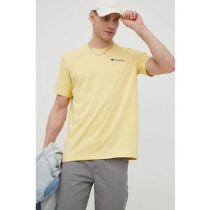 Bavlnené tričko Champion 217813 žltá farba, s nášivkou vyobraziť