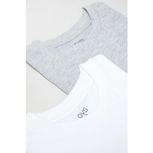 Detské bavlnené tričko OVS (2-pak) šedá farba, jednofarebné vyobraziť
