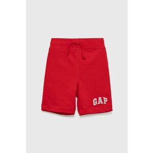 Detské krátke nohavice GAP červená farba, melanžové, nastaviteľný pás vyobraziť