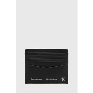 Kožené puzdro na karty Calvin Klein Jeans pánsky, čierna farba vyobraziť