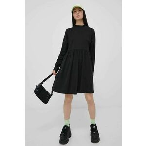 Bavlnené šaty Brave Soul čierna farba, mini, áčkový strih vyobraziť