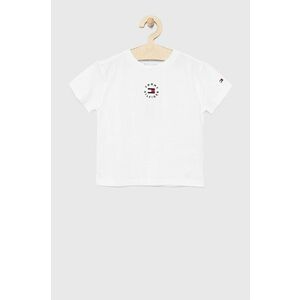 Detské bavlnené tričko Tommy Hilfiger biela farba, jednofarebný vyobraziť