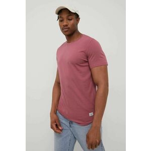 Bavlnené tričko Jack & Jones ružová farba, jednofarebné vyobraziť