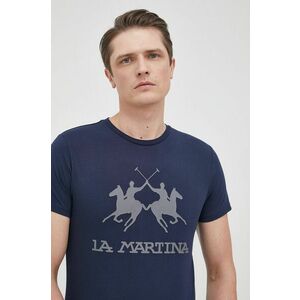 Bavlnené tričko La Martina tmavomodrá farba, s nášivkou vyobraziť