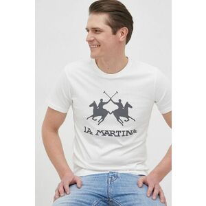 Bavlnené tričko La Martina béžová farba, s nášivkou vyobraziť