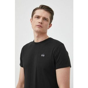 Bavlnené tričko La Martina čierna farba, jednofarebný vyobraziť