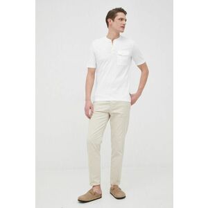 Bavlnené polo tričko Sisley biela farba, jednofarebné vyobraziť