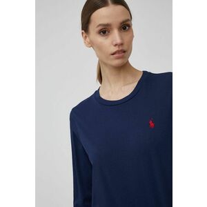 Bavlnené tričko s dlhým rukávom Polo Ralph Lauren tmavomodrá farba, vyobraziť