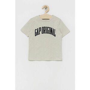 Detské bavlnené tričko GAP šedá farba, s potlačou vyobraziť