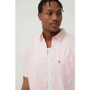 Bavlnená košeľa Levi's pánska, ružová farba, regular, s klasickým golierom vyobraziť