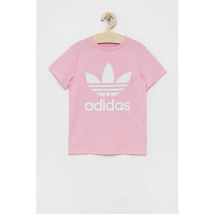 Detské bavlnené tričko adidas Originals HC9585 ružová farba, vyobraziť