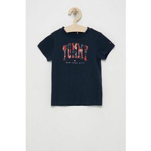 Detské bavlnené tričko Tommy Hilfiger tmavomodrá farba, s potlačou vyobraziť