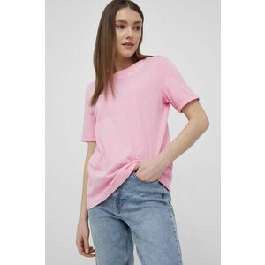 Bavlnené tričko Pieces ružová farba, vyobraziť