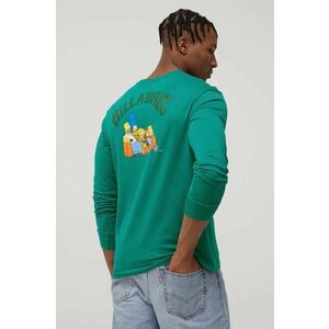 Bavlnené tričko s dlhým rukávom Billabong Billabong X The Simpsons zelená farba, s potlačou vyobraziť