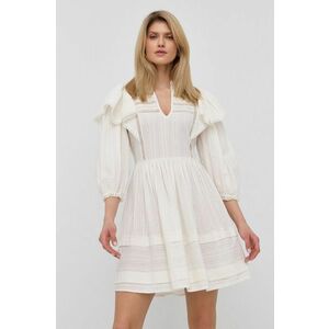 Bavlnené šaty Twinset biela farba, mini, áčkový strih vyobraziť