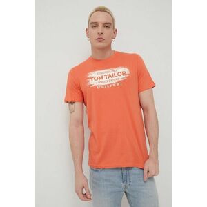 Bavlnené tričko Tom Tailor oranžová farba, s potlačou vyobraziť