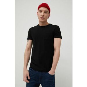 Bavlnené tričko Tom Tailor čierna farba, jednofarebné vyobraziť