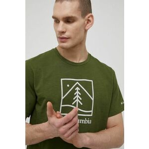 Bavlnené tričko Columbia zelená farba, s potlačou vyobraziť